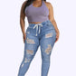 Skinny Stretch Ripped Jeans för kvinnor