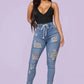Skinny Stretch Ripped Jeans för kvinnor