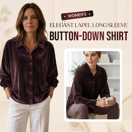 🔥⏰ Julens specialerbjudanden 🔥Damers eleganta långärmade skjorta med kragslag