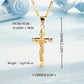 ✝️✨ Guldkrucifixhalsband – Detaljerat INRI-motiv, justerbar figarokedja och glittrande finish 💛