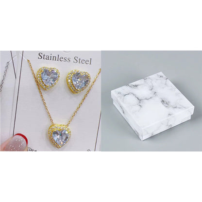 ⏳Begränsad tid – 50% rabatt⏰Hjärtformad kristallsmyckeset med halsband och örhängen