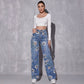 🔥50 % rabatt under en begränsad tid🌸👖Raka jeans med blommönster för dam