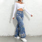 🔥50 % rabatt under en begränsad tid🌸👖Raka jeans med blommönster för dam