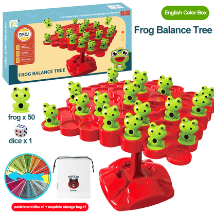 Creature Crash – Grodan Balansspel, Fantastiska Barnspel och Påskfamiljens Spelkväll, Innehåller 49 Grodor, 1 Balansbräda, 1 Pelarbas och Tärning, Perfekt som Påskkorgsgåva
