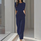 👗 50% RABATT ✨ | Kvinnlig Jumpsuit med Vida Ben – Sidfickor & Mjuk Polyester