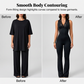 Elegant jumpsuit med spets, V-ringning och utsvängda ben