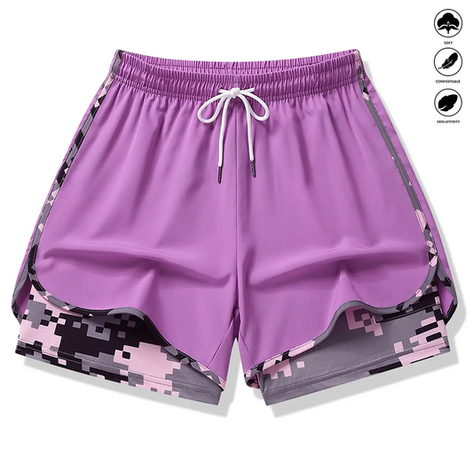 Damavslappnad sportshorts med inbyggt underlägg