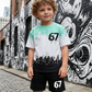 Pojkars set med 3D-tryckt t-shirt och shorts