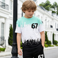 Pojkars set med 3D-tryckt t-shirt och shorts