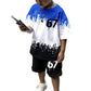 Pojkars set med 3D-tryckt t-shirt och shorts