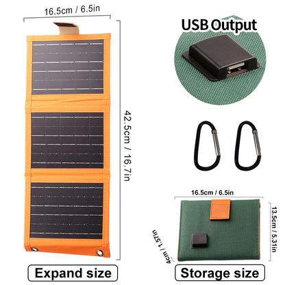 Bärbar solpanel med USB-laddning