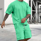 Herrarnas Casual Set med Kortärmat T-Shirt och Shorts