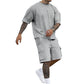 Herrarnas Casual Set med Kortärmat T-Shirt och Shorts