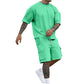 Herrarnas Casual Set med Kortärmat T-Shirt och Shorts
