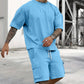 Herrarnas Casual Set med Kortärmat T-Shirt och Shorts
