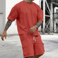 Herrarnas Casual Set med Kortärmat T-Shirt och Shorts