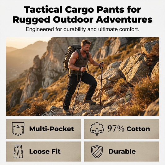 👖 50% RABATT NU! 🛠️ Taktiska cargo-byxor i bomull – många fickor, förstärkta sömmar & justerbar midja 👖🪖