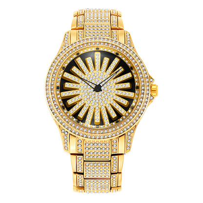 ⌚ 50% RABATT NU! 💎 Herrklocka med isbelagd urtavla och roterande visare – Glittrande Kristaller, Exakt Kvarts & Slitstarkt Mineralglas ✨