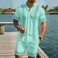 👕 50% RABATT NU! 🩳 Herrarnas Blommiga Tryck 2-Delars Set – Skjorta & Shorts, Andningsbar & Justerbar Midja 🏖️