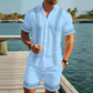 👕 50% RABATT NU! 🩳 Herrarnas Blommiga Tryck 2-Delars Set – Skjorta & Shorts, Andningsbar & Justerbar Midja 🏖️
