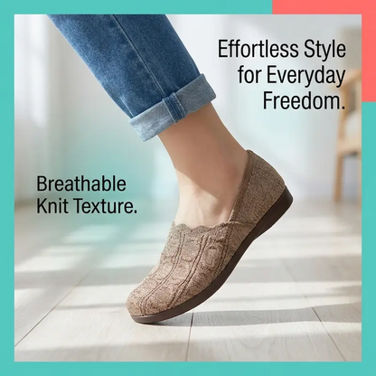 👡 50% RABATT NU! 🌿 Kvinnors Andningsbara Vävda Slip-On Flats – Andningsbar Stickad Ovandel, Flexibel Halksäker Sula & Dämpad Innermak – Heldagskomfort ✨