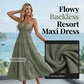 👗 50% RABATT NU! 🌴 Damernas Halterneck Baklös Maxiklänning – Volang, Flödande, Resortstil 🌺