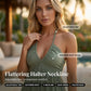 👗 50% RABATT NU! 🌴 Damernas Halterneck Baklös Maxiklänning – Volang, Flödande, Resortstil 🌺