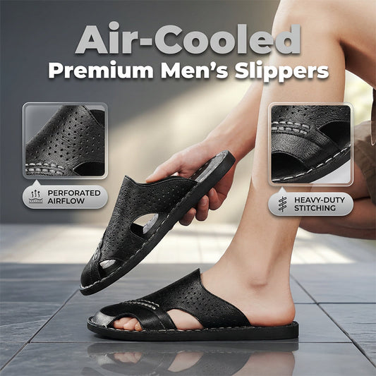 Men's Closed-Toe Artificial Leather Slippers