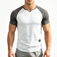 👕 TIDSBEGRÄNSAD 60% RABATT! ✨ Herr V-ringad Raglan T-shirt – Snabbtorkande, Slim Fit, Tvåfärgad 🏋️