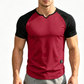 👕 TIDSBEGRÄNSAD 60% RABATT! ✨ Herr V-ringad Raglan T-shirt – Snabbtorkande, Slim Fit, Tvåfärgad 🏋️