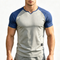 👕 TIDSBEGRÄNSAD 60% RABATT! ✨ Herr V-ringad Raglan T-shirt – Snabbtorkande, Slim Fit, Tvåfärgad 🏋️