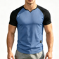👕 TIDSBEGRÄNSAD 60% RABATT! ✨ Herr V-ringad Raglan T-shirt – Snabbtorkande, Slim Fit, Tvåfärgad 🏋️