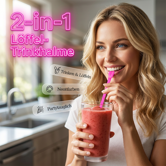🍹Endast under en begränsad tid: 50 % rabatt🍹🌈Färgglada sugrör i form av plastskedar för smoothies